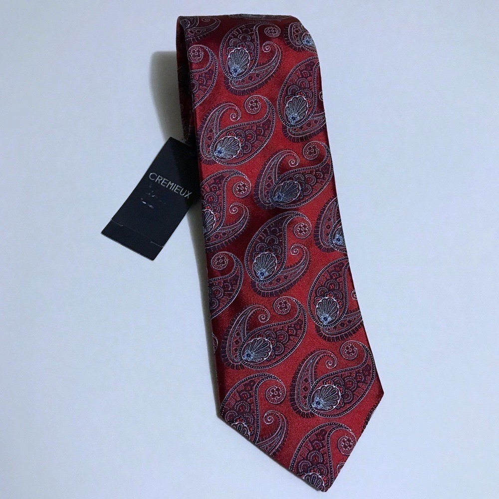 Cremieux‎ Mens Red Paisley Silk Necktie Handmade USA Formal Professional Tie NWT
